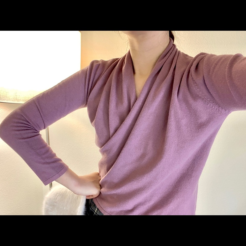 V-neck Taro Purple Cotton Top